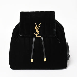 Very good condition YVES SAINT LAURENT Vicky Small Backpack 582628 Velvet Gold hardware Used 4a003927