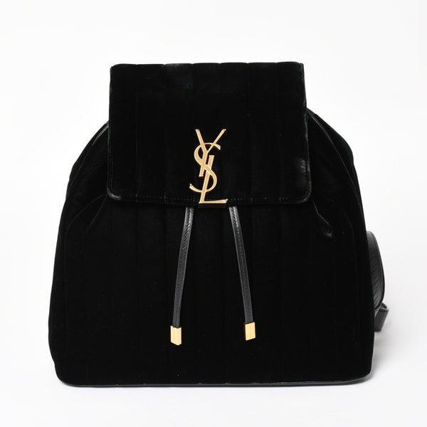 Very good condition YVES SAINT LAURENT Vicky Small Backpack 582628 Velvet Gold hardware Used 4a003927