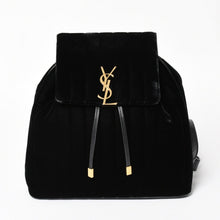 画像をギャラリービューアに読み込む, 極美品 YVES SAINT LAURENT イヴサンローラン Vicky Small ヴィッキースモール バックパック 582628 ベルベット ゴールド金具 中古 4a003927