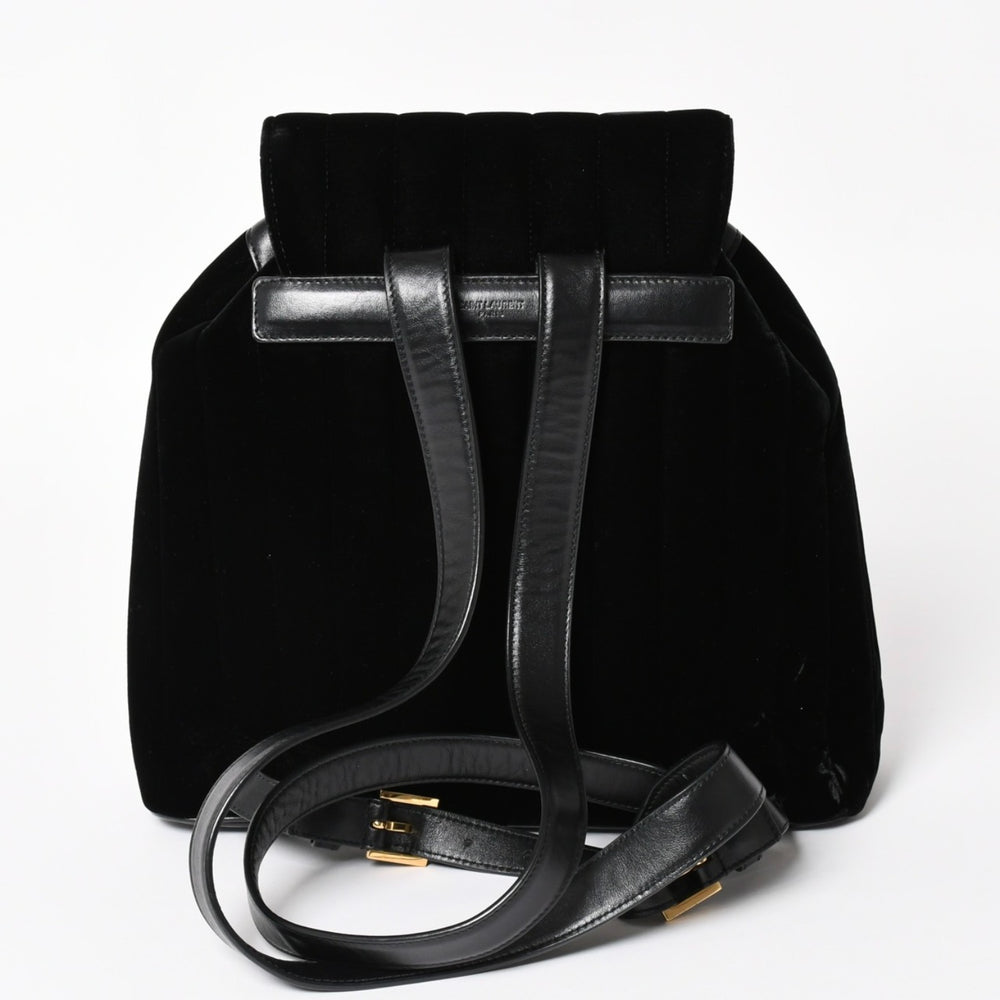 Very good condition YVES SAINT LAURENT Vicky Small Backpack 582628 Velvet Gold hardware Used 4a003927