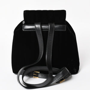 Very good condition YVES SAINT LAURENT Vicky Small Backpack 582628 Velvet Gold hardware Used 4a003927