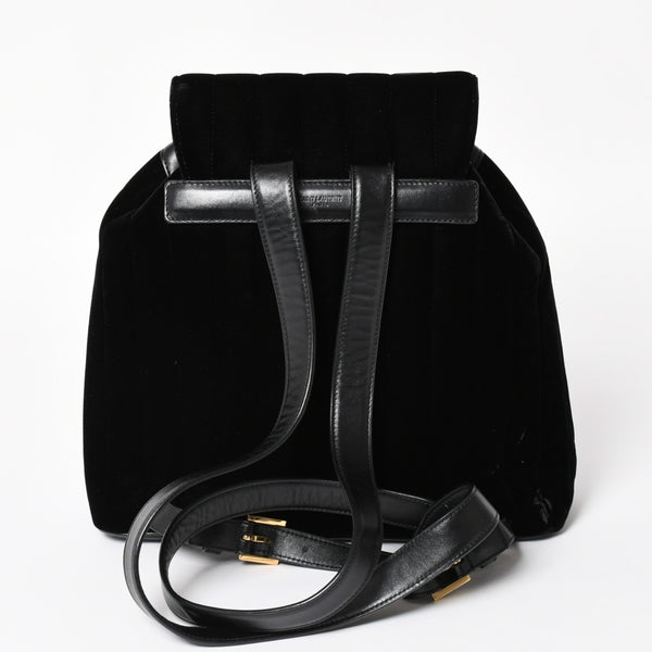 Very good condition YVES SAINT LAURENT Vicky Small Backpack 582628 Velvet Gold hardware Used 4a003927