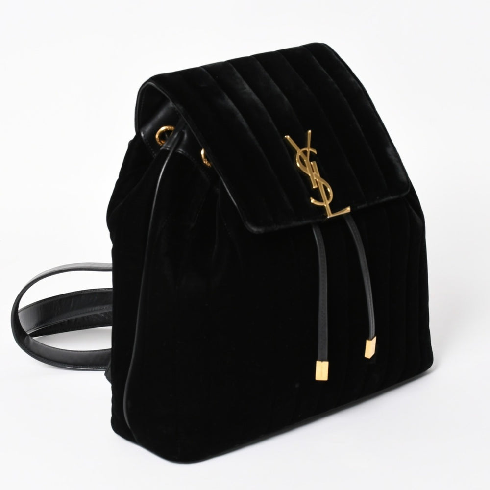 極美品 YVES SAINT LAURENT イヴサンローラン Vicky Small ヴィッキースモール バックパック 582628 ベルベット ゴールド金具 中古 4a003927