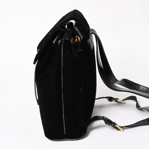 Very good condition YVES SAINT LAURENT Vicky Small Backpack 582628 Velvet Gold hardware Used 4a003927