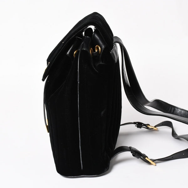 Very good condition YVES SAINT LAURENT Vicky Small Backpack 582628 Velvet Gold hardware Used 4a003927
