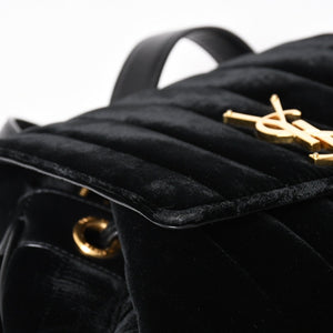 Very good condition YVES SAINT LAURENT Vicky Small Backpack 582628 Velvet Gold hardware Used 4a003927