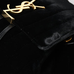 Very good condition YVES SAINT LAURENT Vicky Small Backpack 582628 Velvet Gold hardware Used 4a003927