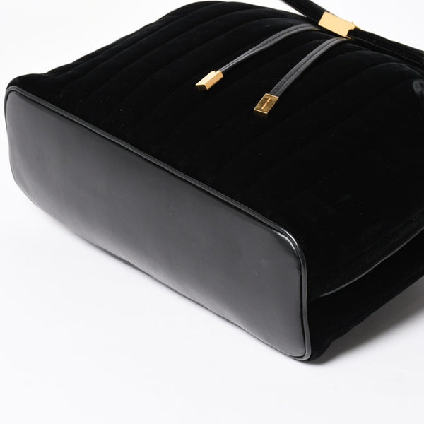 Very good condition YVES SAINT LAURENT Vicky Small Backpack 582628 Velvet Gold hardware Used 4a003927