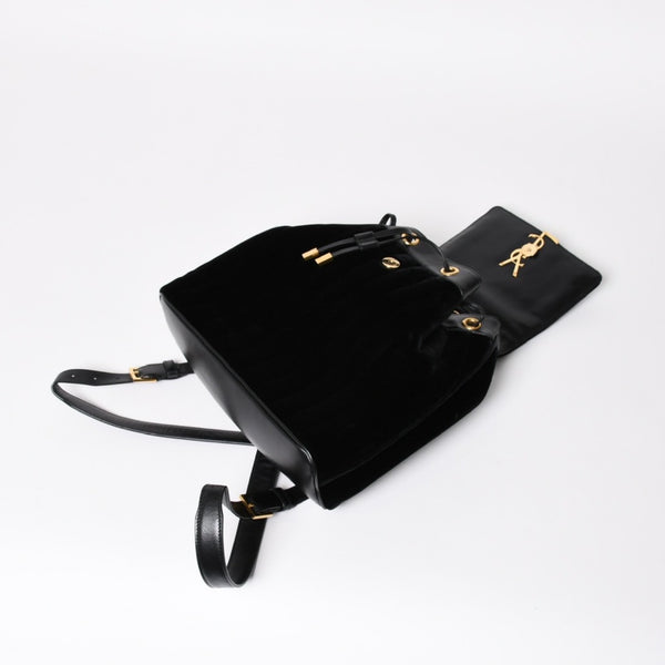 Very good condition YVES SAINT LAURENT Vicky Small Backpack 582628 Velvet Gold hardware Used 4a003927