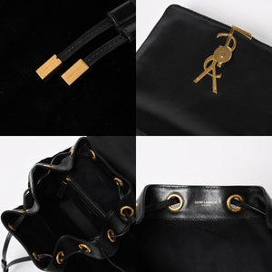 Very good condition YVES SAINT LAURENT Vicky Small Backpack 582628 Velvet Gold hardware Used 4a003927