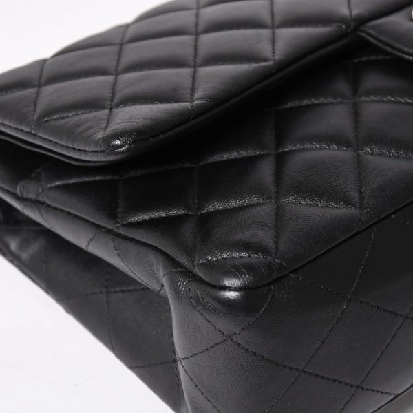 CHANEL シャネル マトラッセ25 Wフラップ Wチェーンショルダーバッグ 19番台 ラムスキン ココマーク ブラック シルバー金具 美品 中古 4a003961