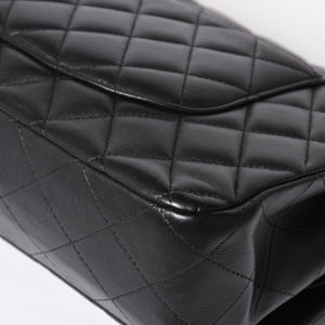 CHANEL シャネル マトラッセ25 Wフラップ Wチェーンショルダーバッグ 19番台 ラムスキン ココマーク ブラック シルバー金具 美品 中古 4a003961