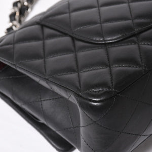 CHANEL シャネル マトラッセ25 Wフラップ Wチェーンショルダーバッグ 19番台 ラムスキン ココマーク ブラック シルバー金具 美品 中古 4a003961
