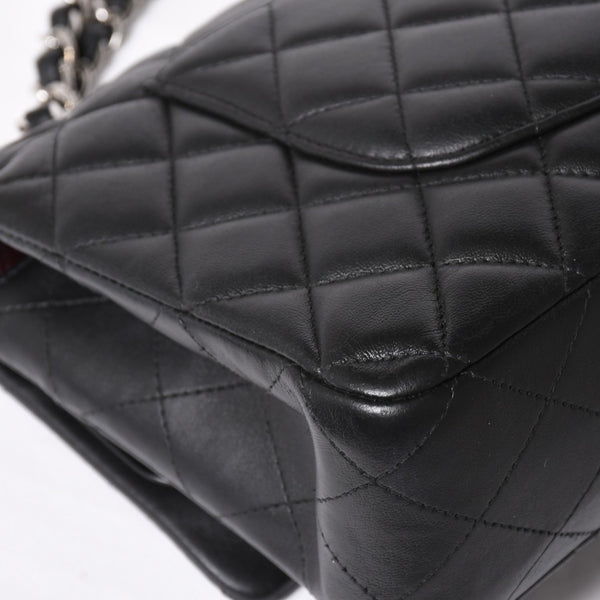 CHANEL シャネル マトラッセ25 Wフラップ Wチェーンショルダーバッグ 19番台 ラムスキン ココマーク ブラック シルバー金具 美品 中古 4a003961