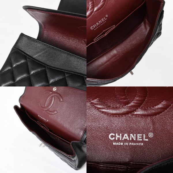 CHANEL シャネル マトラッセ25 Wフラップ Wチェーンショルダーバッグ 19番台 ラムスキン ココマーク ブラック シルバー金具 美品 中古 4a003961