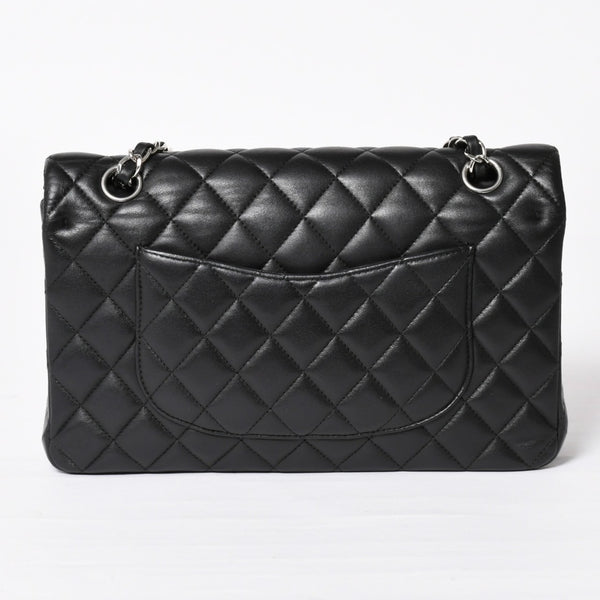 CHANEL シャネル マトラッセ25 Wフラップ Wチェーンショルダーバッグ 19番台 ラムスキン ココマーク ブラック シルバー金具 美品 中古 4a003961