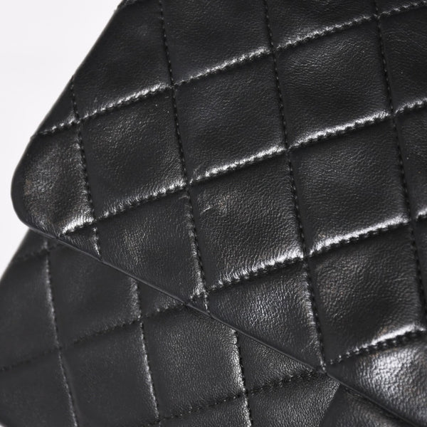 Very Good Condition CHANEL Chanel Matelasse 25 W Flap W Chain Shoulder Bag No. 5 Coco Mark Lambskin Black Gold Hardware Used 4a003913
