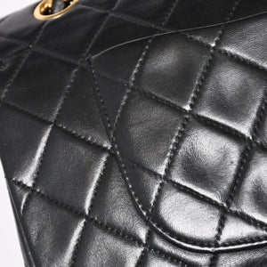 Very Good Condition CHANEL Chanel Matelasse 25 W Flap W Chain Shoulder Bag No. 5 Coco Mark Lambskin Black Gold Hardware Used 4a003913