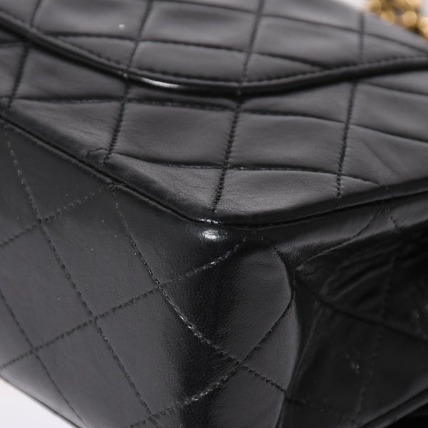 Very Good Condition CHANEL Chanel Matelasse 25 W Flap W Chain Shoulder Bag No. 5 Coco Mark Lambskin Black Gold Hardware Used 4a003913
