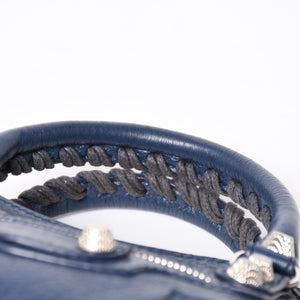 極美品 BALENCIAGA バレンシアガ CLASSIC MINI CITY 519938 ミニシティ 2WAY ハンドバッグ ネイビー 中古 4a003979