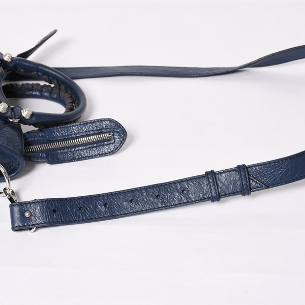 極美品 BALENCIAGA バレンシアガ CLASSIC MINI CITY 519938 ミニシティ 2WAY ハンドバッグ ネイビー 中古 4a003979