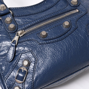 極美品 BALENCIAGA バレンシアガ CLASSIC MINI CITY 519938 ミニシティ 2WAY ハンドバッグ ネイビー 中古 4a003979