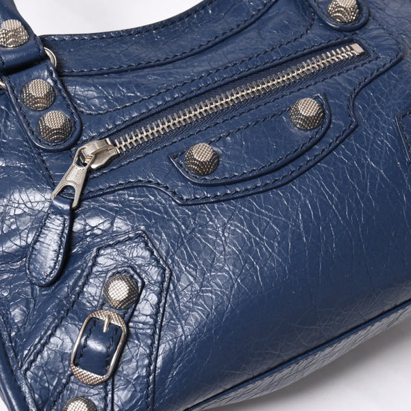 極美品 BALENCIAGA バレンシアガ CLASSIC MINI CITY 519938 ミニシティ 2WAY ハンドバッグ ネイビー 中古 4a003979