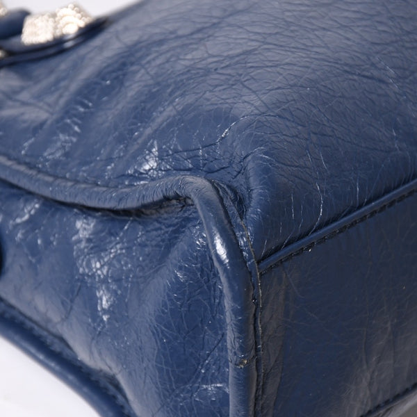 極美品 BALENCIAGA バレンシアガ CLASSIC MINI CITY 519938 ミニシティ 2WAY ハンドバッグ ネイビー 中古 4a003979