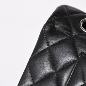 CHANEL シャネル マトラッセ25 Wフラップ Wチェーンショルダーバッグ 19番台 ラムスキン ココマーク ブラック シルバー金具 美品 中古 4a003961