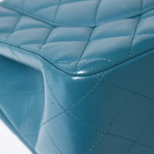 CHANEL Deca Matelasse 30 W Flap W Chain Shoulder Bag 15th Series Coco Mark Lambskin Turquoise Good Condition Used 4a003962
