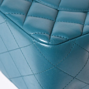 CHANEL Deca Matelasse 30 W Flap W Chain Shoulder Bag 15th Series Coco Mark Lambskin Turquoise Good Condition Used 4a003962