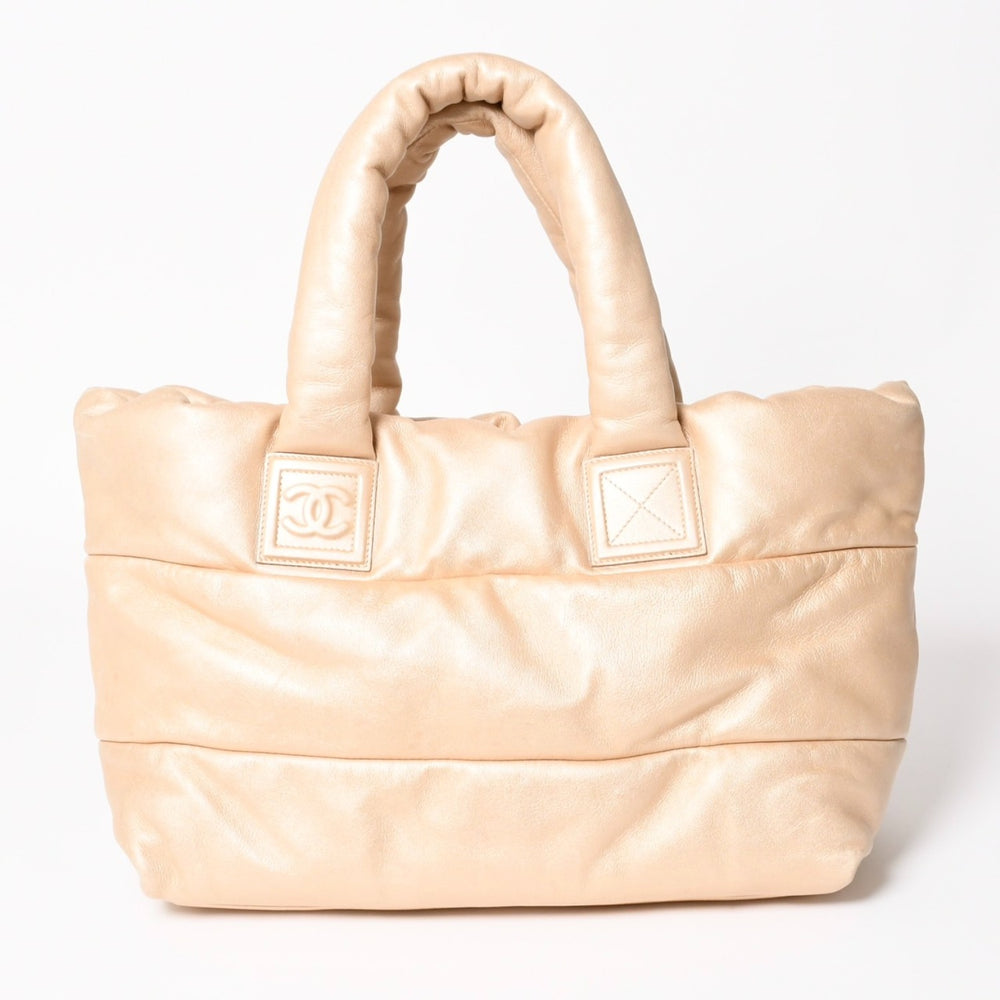 CHANEL シャネル コココクーン MM トートバッグ A48611 13番台 ココマーク ラムスキン ゴールド 美品 中古 4a003918