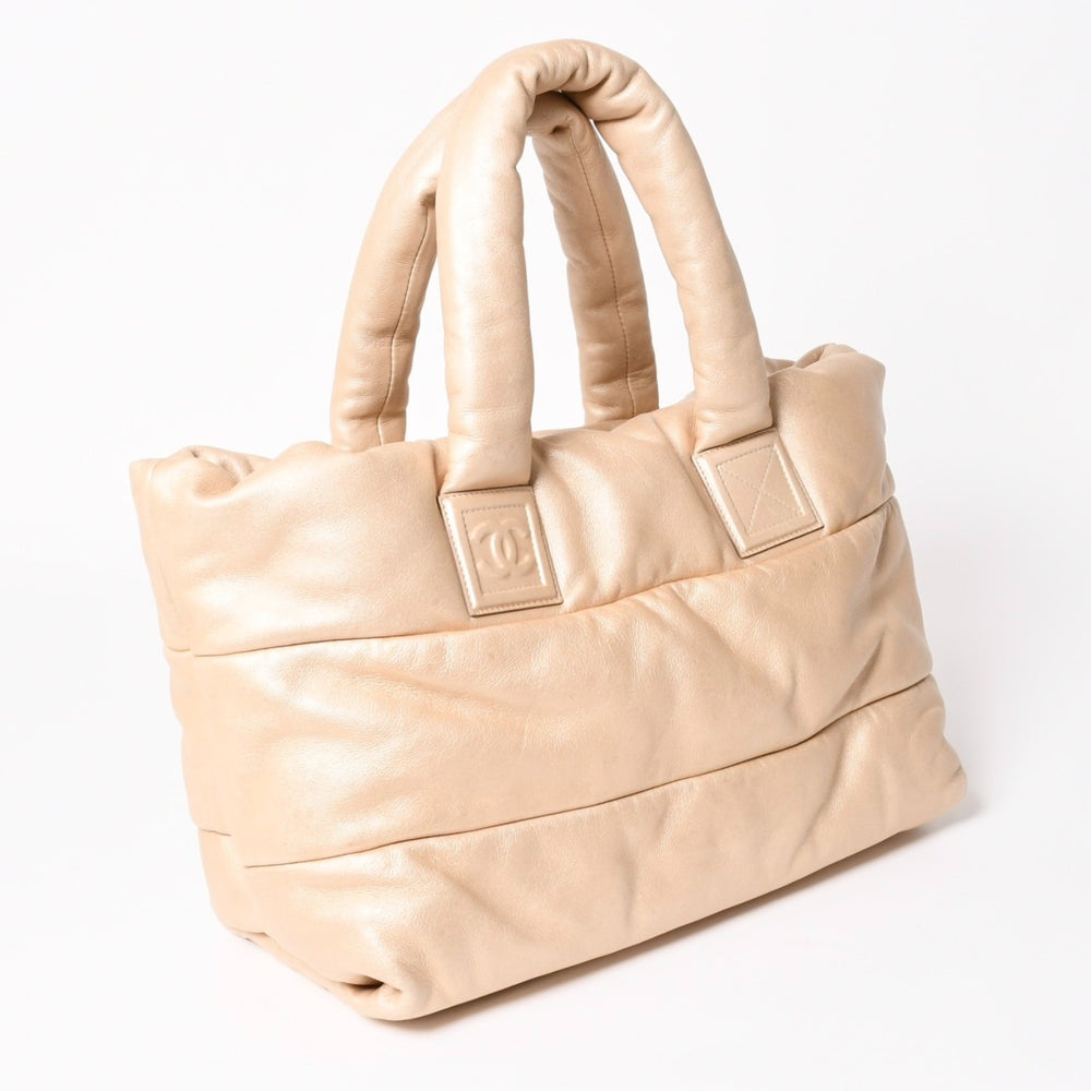 CHANEL シャネル コココクーン MM トートバッグ A48611 13番台 ココマーク ラムスキン ゴールド 美品 中古 4a003918