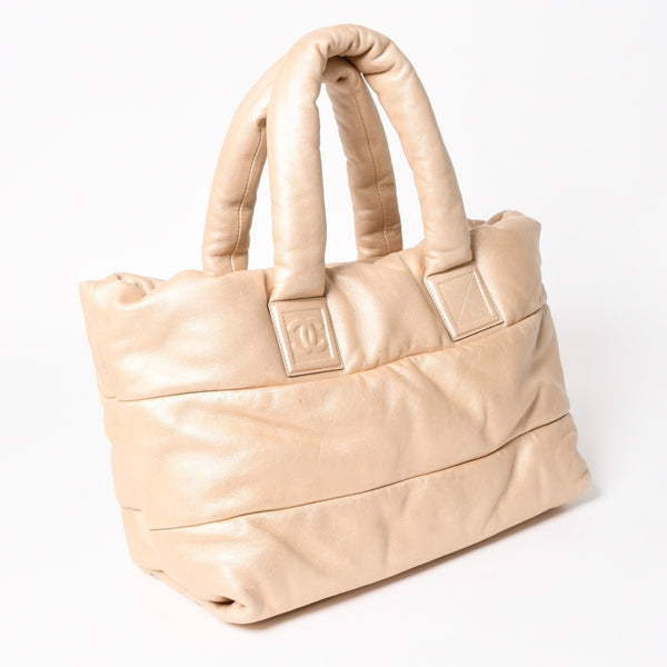 CHANEL シャネル コココクーン MM トートバッグ A48611 13番台 ココマーク ラムスキン ゴールド 美品 中古 4a003918