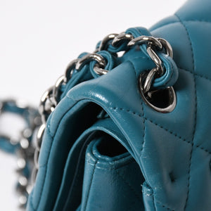 CHANEL Deca Matelasse 30 W Flap W Chain Shoulder Bag 15th Series Coco Mark Lambskin Turquoise Good Condition Used 4a003962