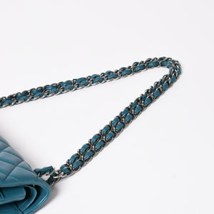 CHANEL Deca Matelasse 30 W Flap W Chain Shoulder Bag 15th Series Coco Mark Lambskin Turquoise Good Condition Used 4a003962