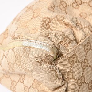 GUCCI グッチ アビー GGキャンバス セミショルダーバッグ 190525 ホーボー ワンショルダー Dリング ベージュ ゴールド金具 美品 中古 4a003963