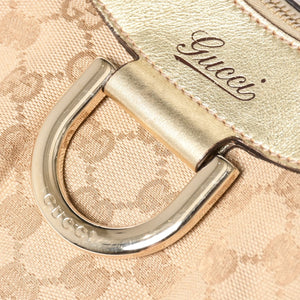 GUCCI グッチ アビー GGキャンバス セミショルダーバッグ 190525 ホーボー ワンショルダー Dリング ベージュ ゴールド金具 美品 中古 4a003963