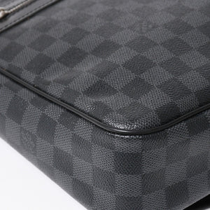 極美品 LOUIS VUITTON ルイヴィトン ダニエルMM ショルダーバッグ N58029 ダミエグラフィット SP2101 ブラック シルバー金具 中古 4a003942