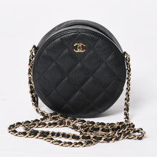 画像をギャラリービューアに読み込む, 極美品 CHANEL シャネル ラウンド チェーンショルダーバッグ AP0245 30番台 ココマーク キャビアスキン ブラック 中古 4a003968