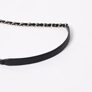 Very Good Condition CHANEL S Flap W Chain Shoulder Bag No. 21 Coco Mark Lambskin Black Silver Hardware Used 4a003966