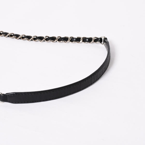 Very Good Condition CHANEL S Flap W Chain Shoulder Bag No. 21 Coco Mark Lambskin Black Silver Hardware Used 4a003966