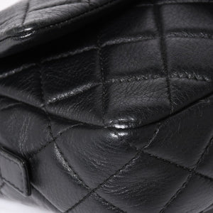 Very Good Condition CHANEL S Flap W Chain Shoulder Bag No. 21 Coco Mark Lambskin Black Silver Hardware Used 4a003966