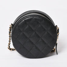 画像をギャラリービューアに読み込む, 極美品 CHANEL シャネル ラウンド チェーンショルダーバッグ AP0245 30番台 ココマーク キャビアスキン ブラック 中古 4a003968