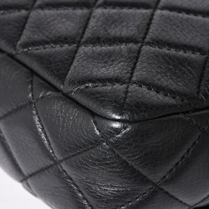 Very Good Condition CHANEL S Flap W Chain Shoulder Bag No. 21 Coco Mark Lambskin Black Silver Hardware Used 4a003966