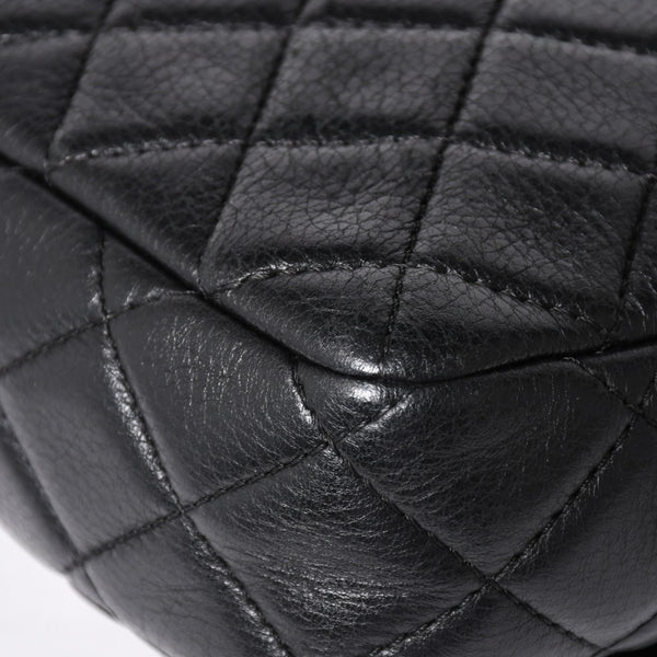 Very Good Condition CHANEL S Flap W Chain Shoulder Bag No. 21 Coco Mark Lambskin Black Silver Hardware Used 4a003966
