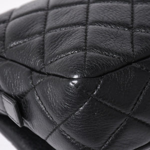 Very Good Condition CHANEL S Flap W Chain Shoulder Bag No. 21 Coco Mark Lambskin Black Silver Hardware Used 4a003966