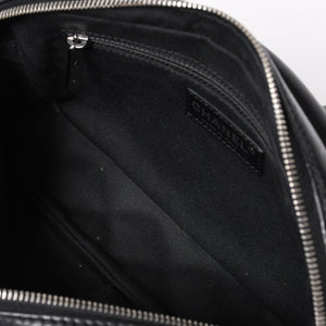 Very Good Condition CHANEL S Flap W Chain Shoulder Bag No. 21 Coco Mark Lambskin Black Silver Hardware Used 4a003966