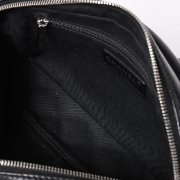 Very Good Condition CHANEL S Flap W Chain Shoulder Bag No. 21 Coco Mark Lambskin Black Silver Hardware Used 4a003966