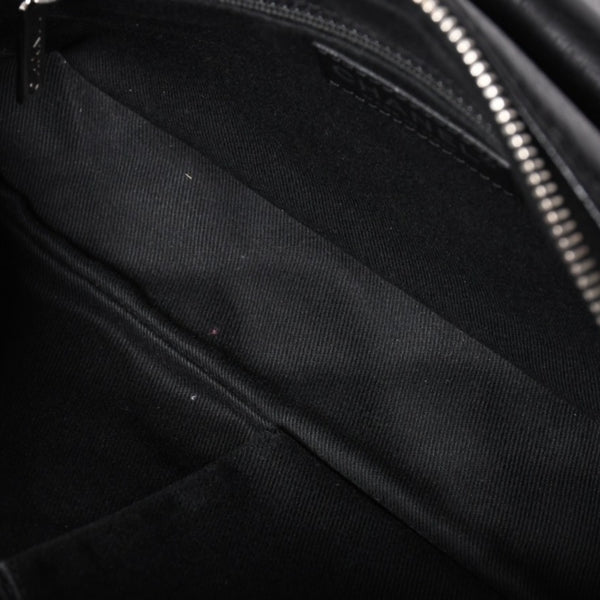 Very Good Condition CHANEL S Flap W Chain Shoulder Bag No. 21 Coco Mark Lambskin Black Silver Hardware Used 4a003966